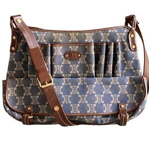 CELINE Paris Macadam Denim Signature Denim Flap Messenger Bag Y2K Shoulder